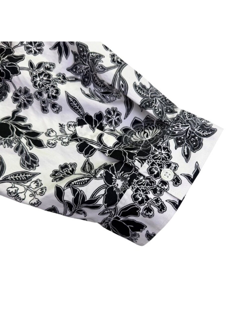 Lands End Womens Black & White Cotton Floral Print Button-Up Shirt Size 22W - Picture 5 of 9